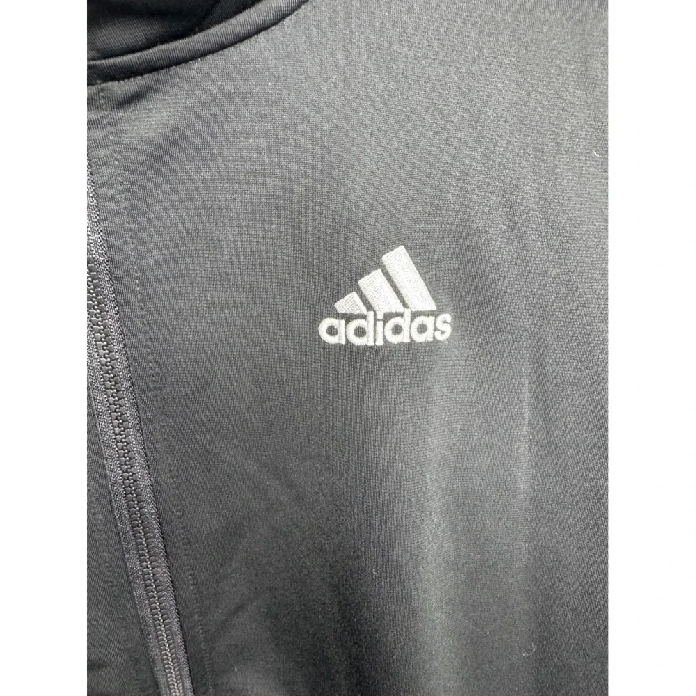 Adidas Boys XL 18/20 Track Jacket Black White 3 Stripe Full Zip Athletic Logo